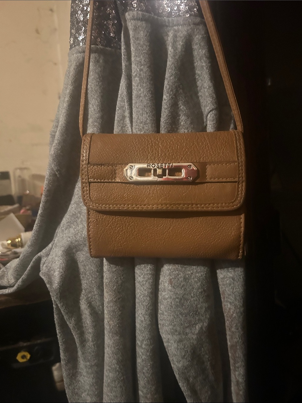 Rosetti Tan Crossbody with Gold-Tone Turn-Lock